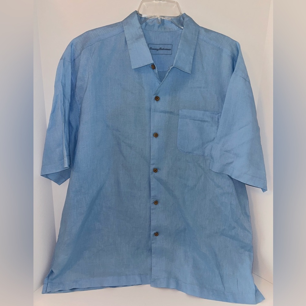 Tommy Bahama men’s Paradise Bound Smooth Sailing‎ 100% linen blue shirt size XL